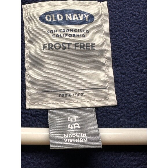 Old Navy Frost Free Boys Puffer Vest Size 4T Navy Blue Plaid Zip Up Winter Warm - Picture 3 of 7